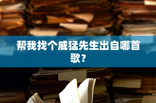 帮我找个威猛先生出自哪首歌？